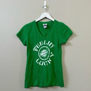 Harley Davidson Feeling lucky Edmonton Alberta green short sleeve graphic shirt